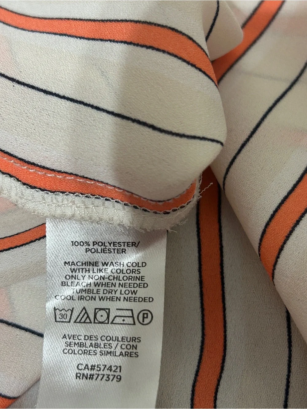 Ann Taylor Factory Blouse Top Orange Cream Stripe 3/4 Ruffle Sleeves Women’s XL